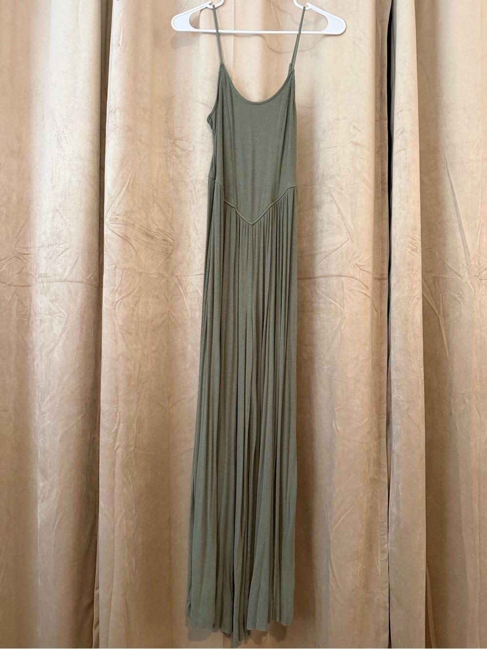 American Eagle Outfitters Olive Green Spaghetti Strap Wide Leg Jumpsuit